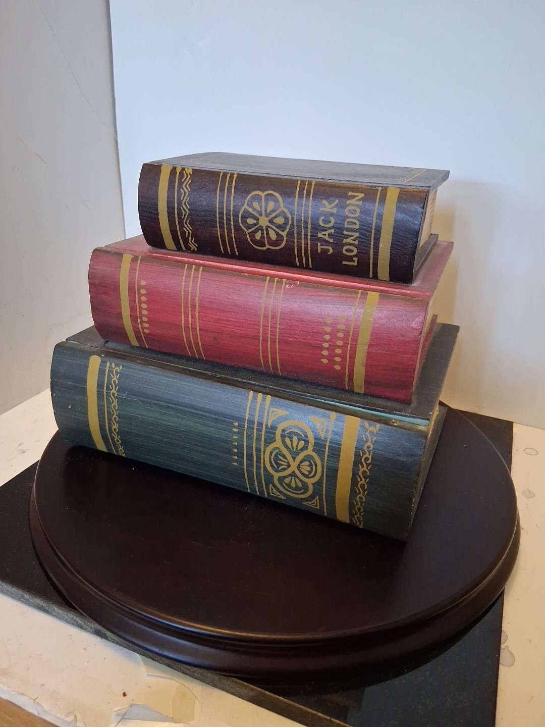 Vintage Wooden Book Stacked Stash Box Hidden Diversion Safe Secret Compartments