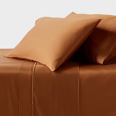 Queen 320 Thread Count Cool TENCEL Lyocell Sheet Set Caramel - Threshold