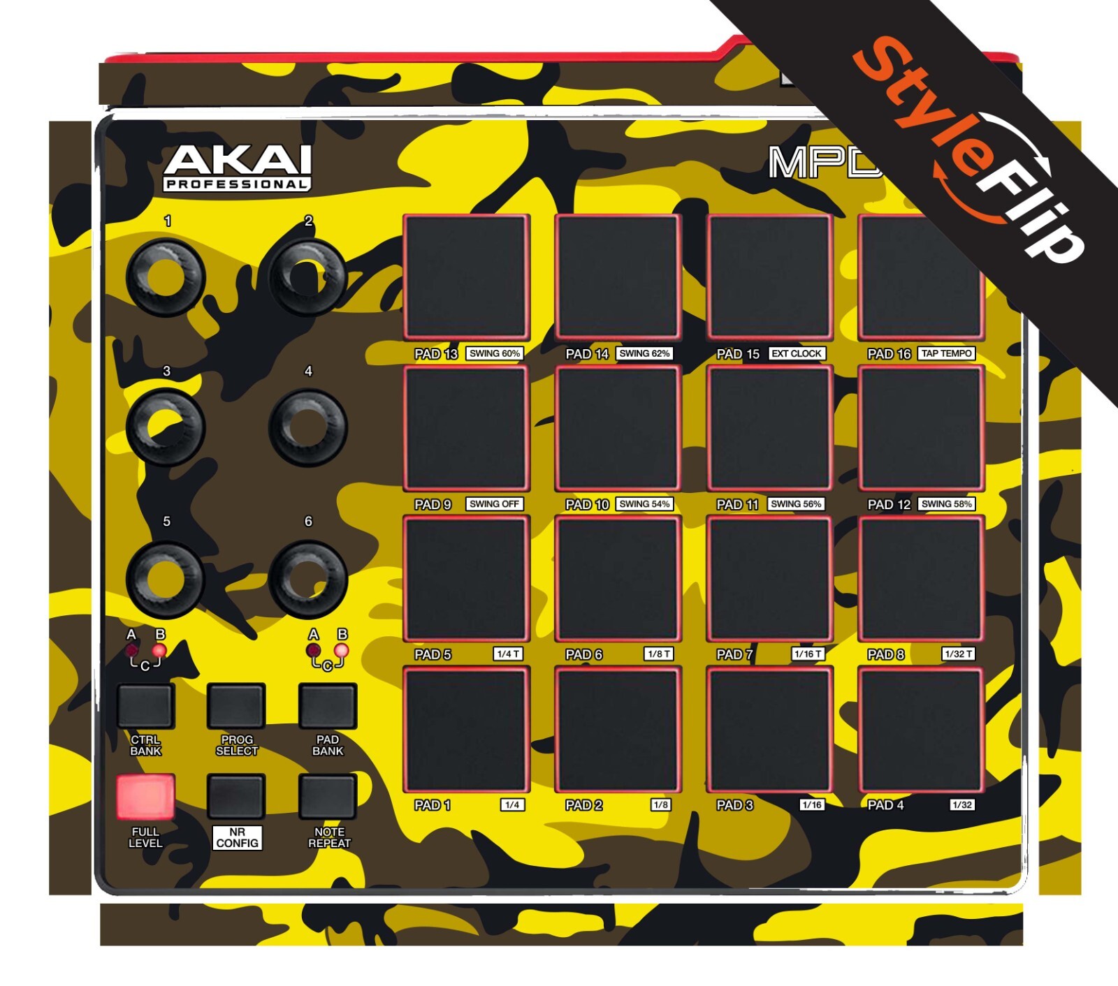 Akai MPD 218 Skin | Camo Yellow | Protective Decal | StyleFlip Skins