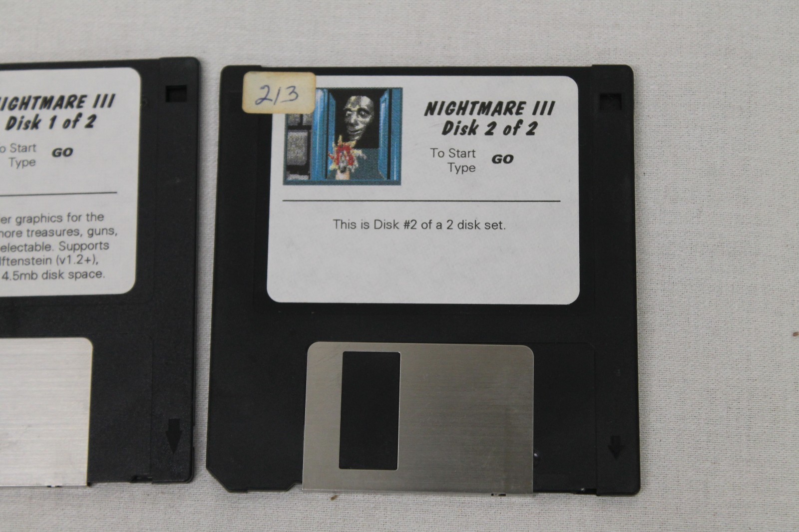 Wolfenstein Nightmare III Disc 1 & 2 Game 3.5" Floppy Disk for DOS 3.3