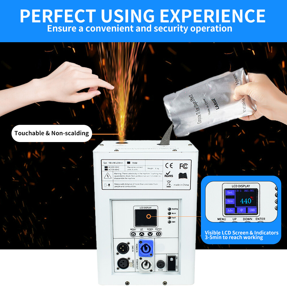 750W Cold Spark Machine DMX Firework Machine Stage Effect Wedding DJ Party