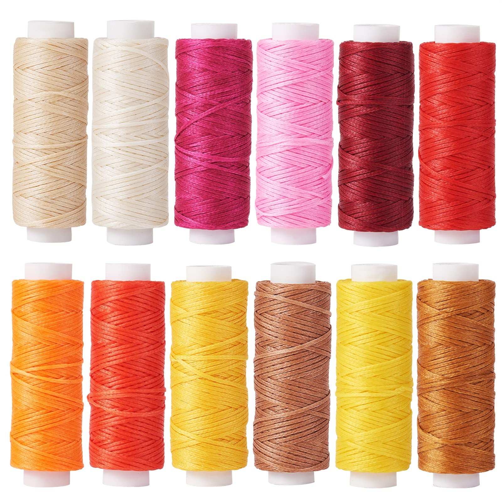 12 Rolls 394 Yards Colorful Waxed Polyester Cord 0.8MM Hand Stitching Cord Fl...