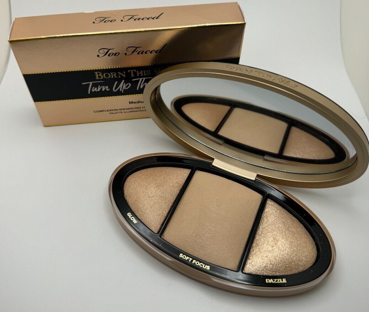 TOO FACED BORN THIS WAY TURN UP THE LIGHT COMPLEXION HIGHLIGHTING PALETTE NIB