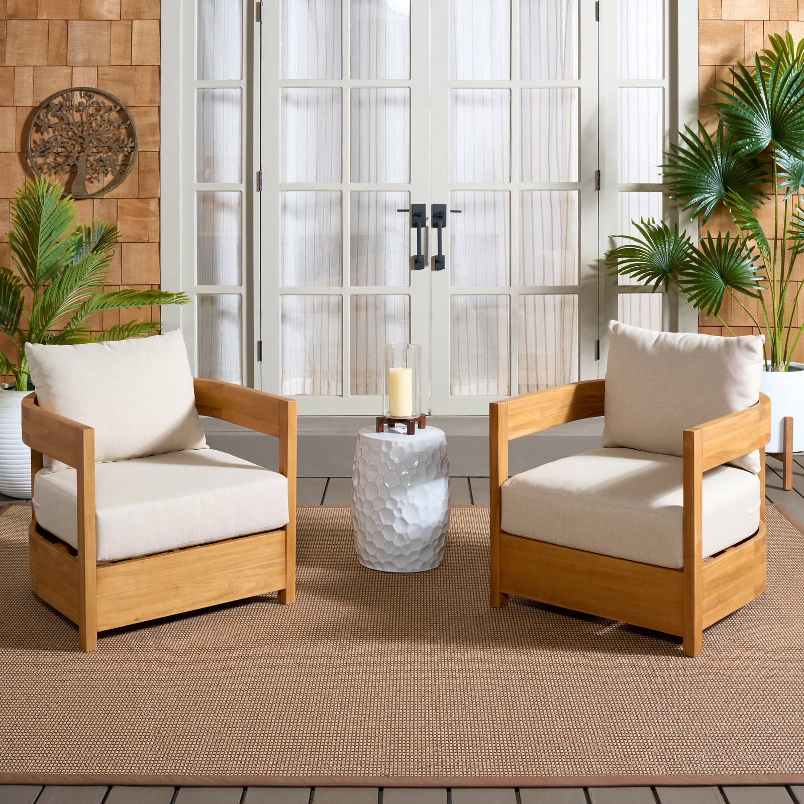 SAFAVIEH Outdoor Patio Furniture Kento Armchair (Set of 2) - 27"W x 29"D x 25"H
