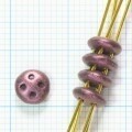 Lentil 4-Hole Bead, Ruby, 6mm x 6mm