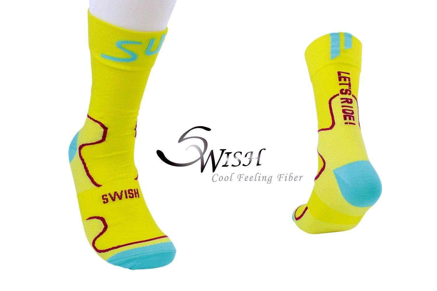 Swish Cooling Max Road MTB Cycle Bike Sports Socks L-Size In Chartreuse Yellow
