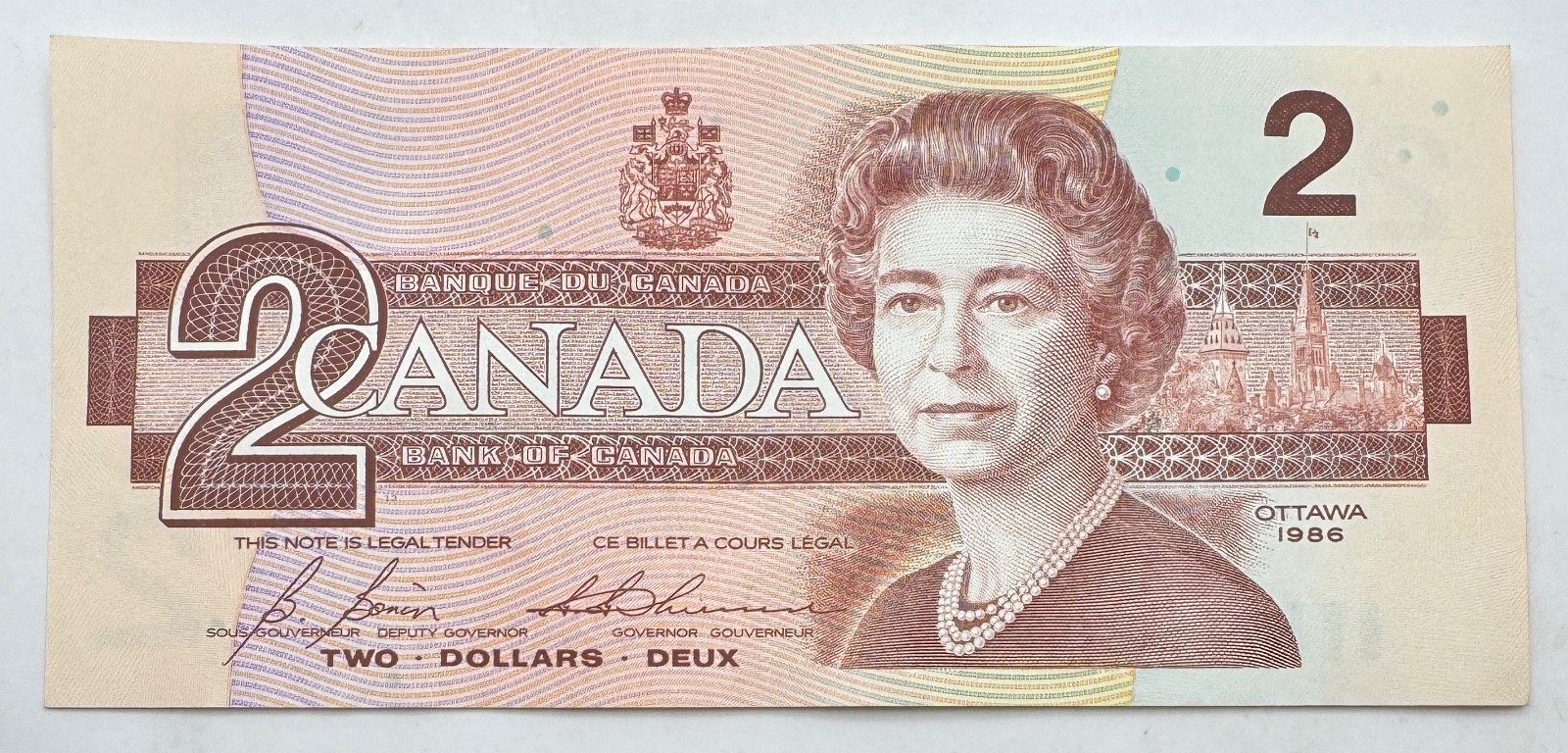 1986 Canada $2 Bill- Two Dollar Note- Canadian Foreign Paper Currency-Ships Free