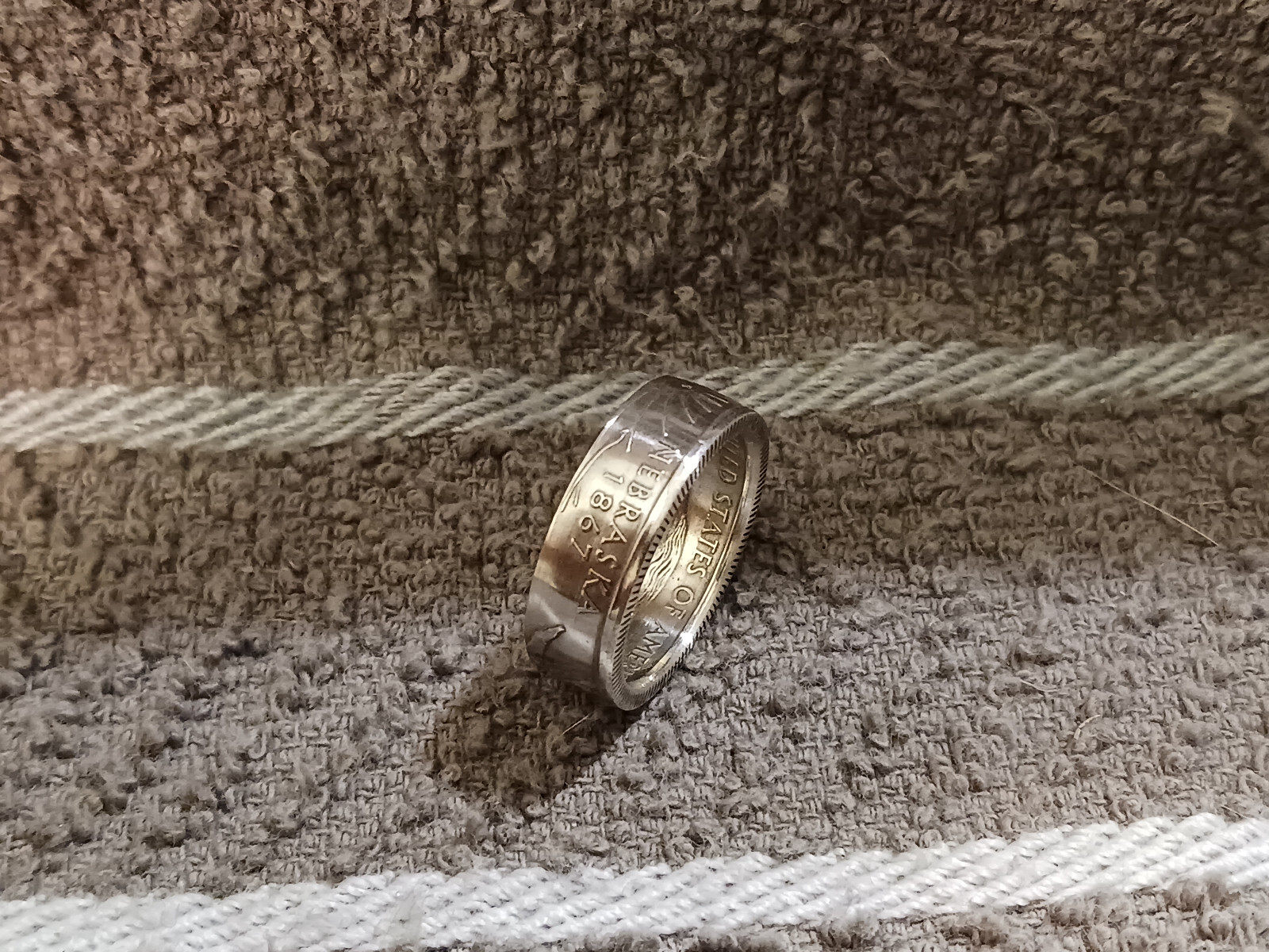 NEBRASKA  State 90% Silver  Washington Quarters coin ring 7-1/2 (2006)