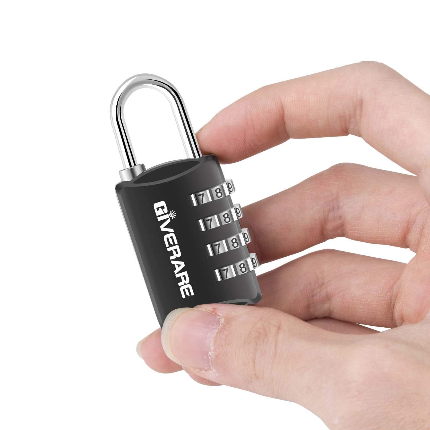 GIVERARE 4 Pack Combination Lock, 4-Digit Padlock Keyless, Resettable Black