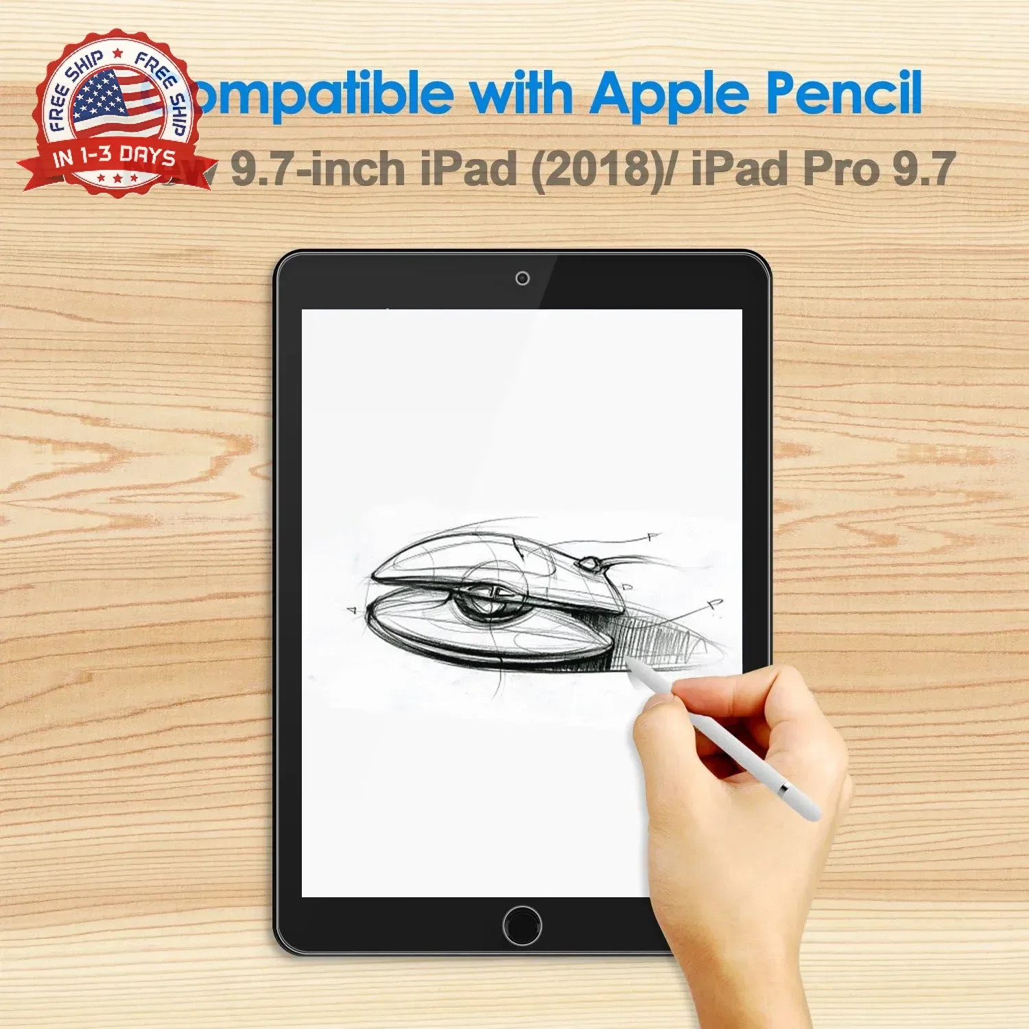 Screen Protector for iPad (9.7-Inch, 2018/2017 Model, 6th/5th Generation)