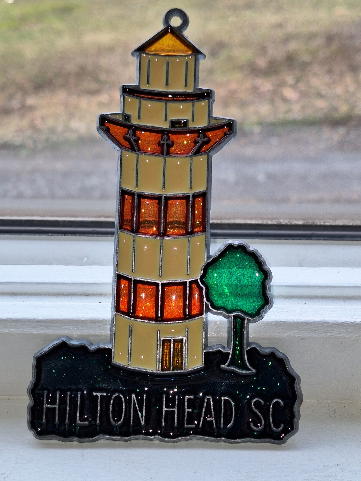Vintage Hilton Head South Carolina Lighthouse 6" Suncatcher~Signed Sun C Gallery