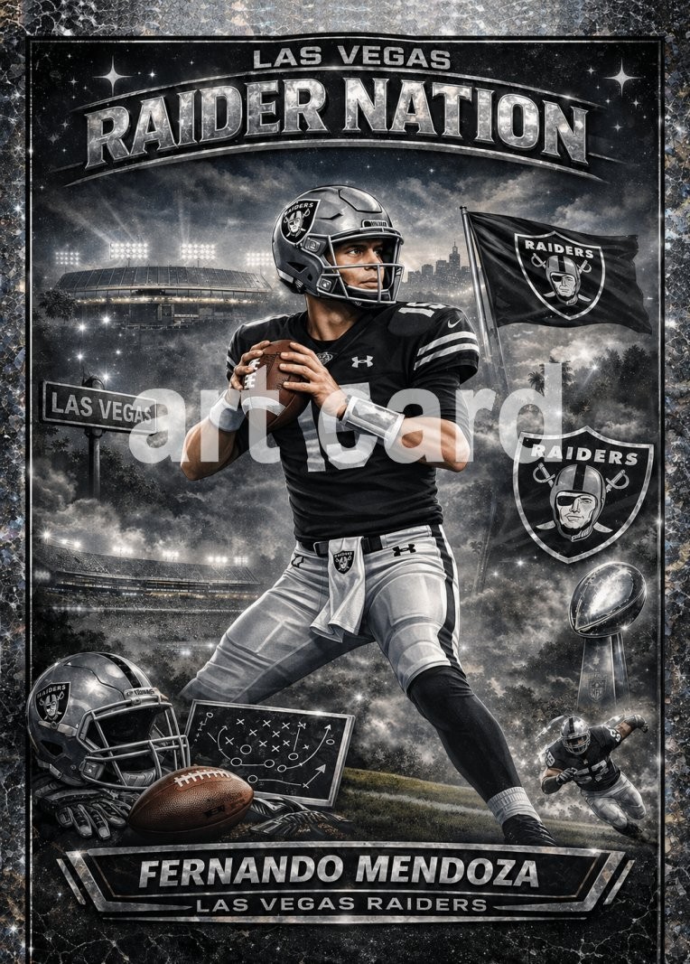 Fernando Mendoza Las Vegas  Raiders  Football Art Card