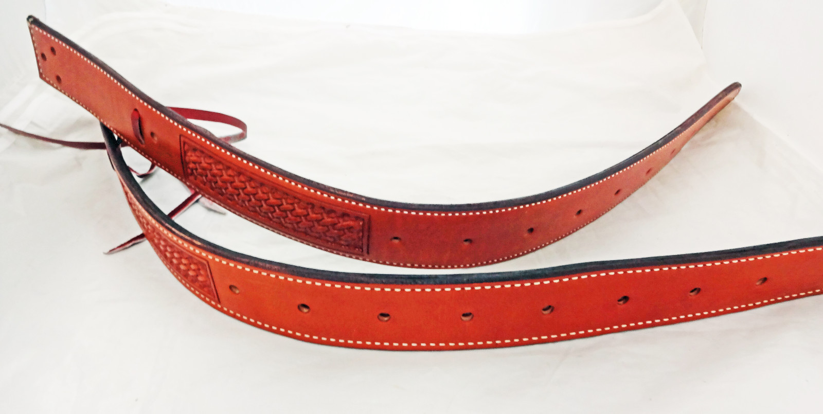 Billy Cook Flank Back Cinch Pair Billets Basket Stamp Leather Saddle Horse CHN
