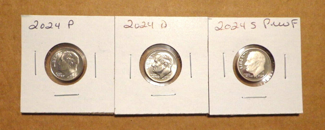 2024 P D S Roosevelt Dime Clad Proof PDS 3 Coin Set Lot