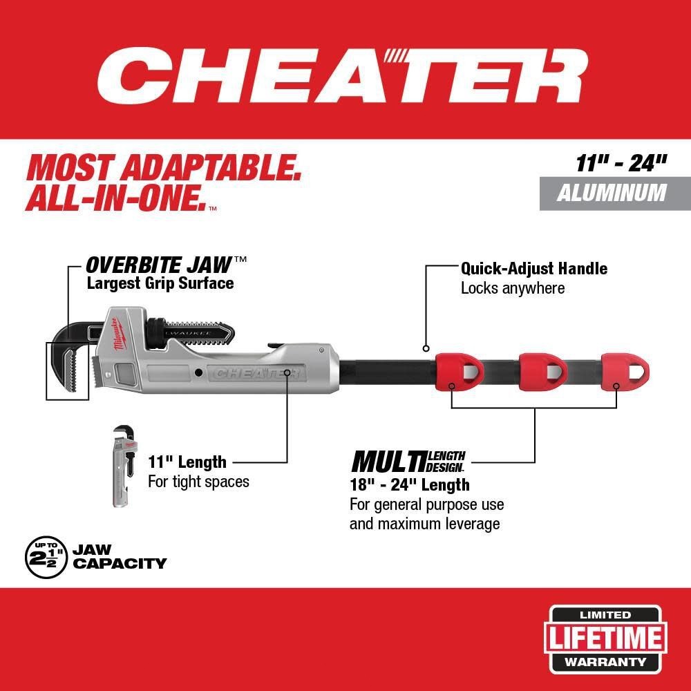 Milwaukee CHEATER Adaptable Pipe Wrench Aluminum