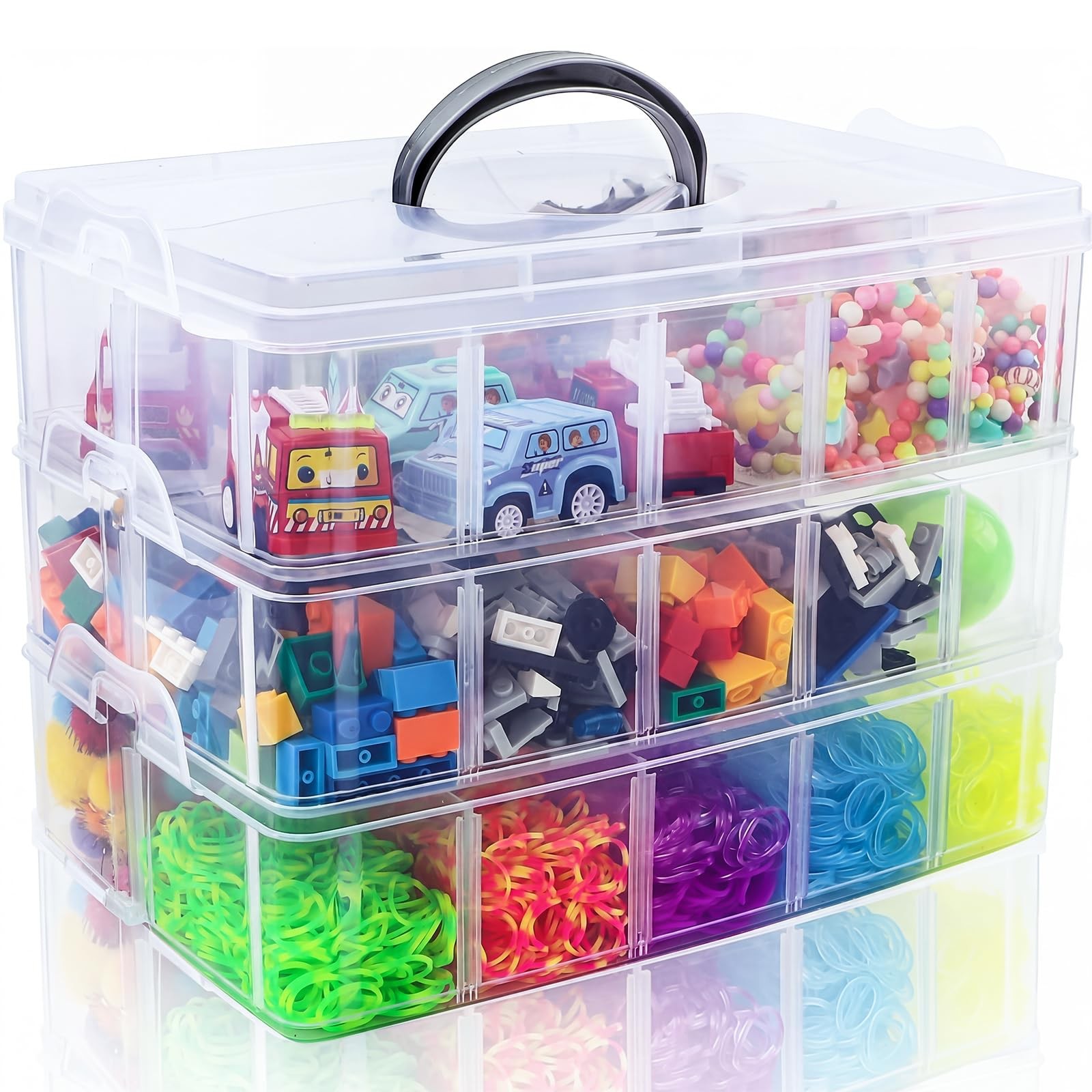 Bead Organizer 3 Tier 30 Grid Stackable Craft Tackle Storage Container