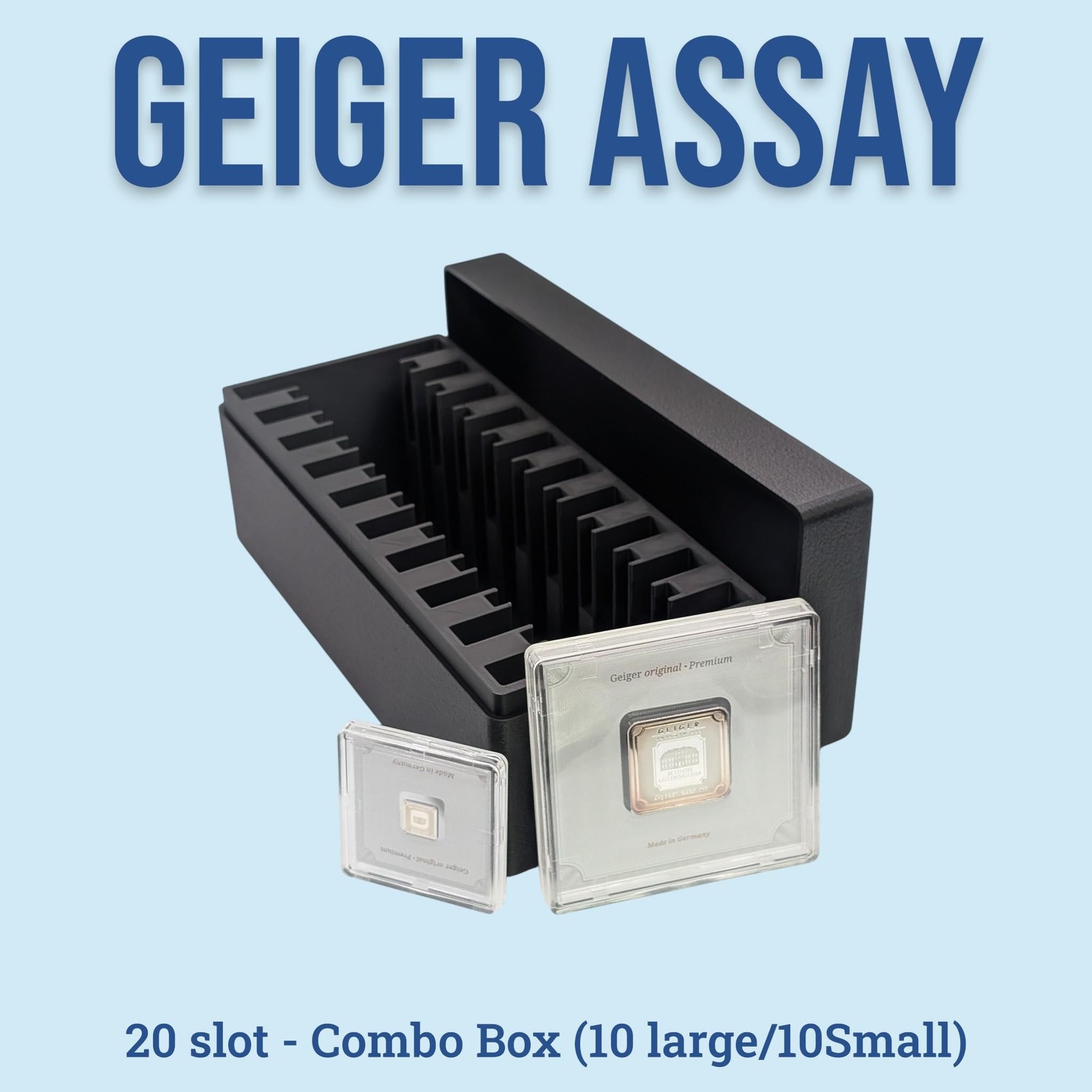 Geiger Edelmetalle Square Bar Box - 20 Slot Combo - Large & Small Capsule