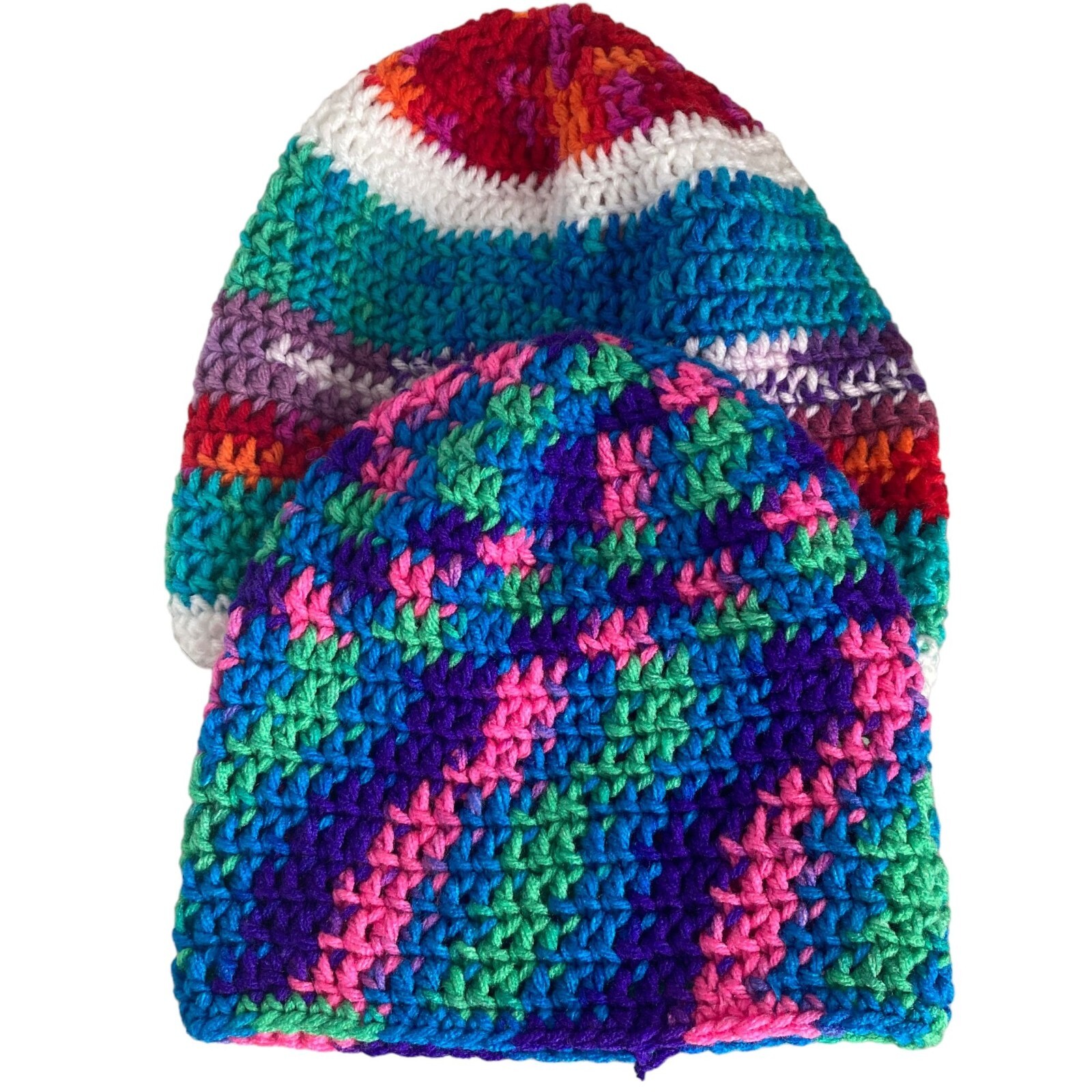 2 Hats Handmade Crochet Unisex Multicolored