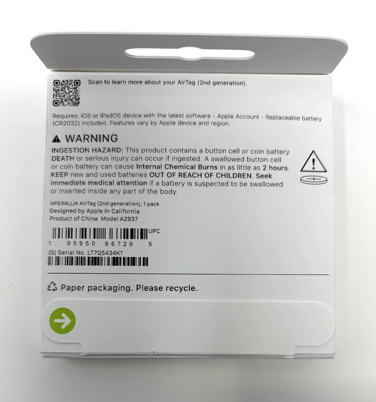 Apple AirTag 2nd Generation Genuine Apple Bluetooth Tracker 1 Pack