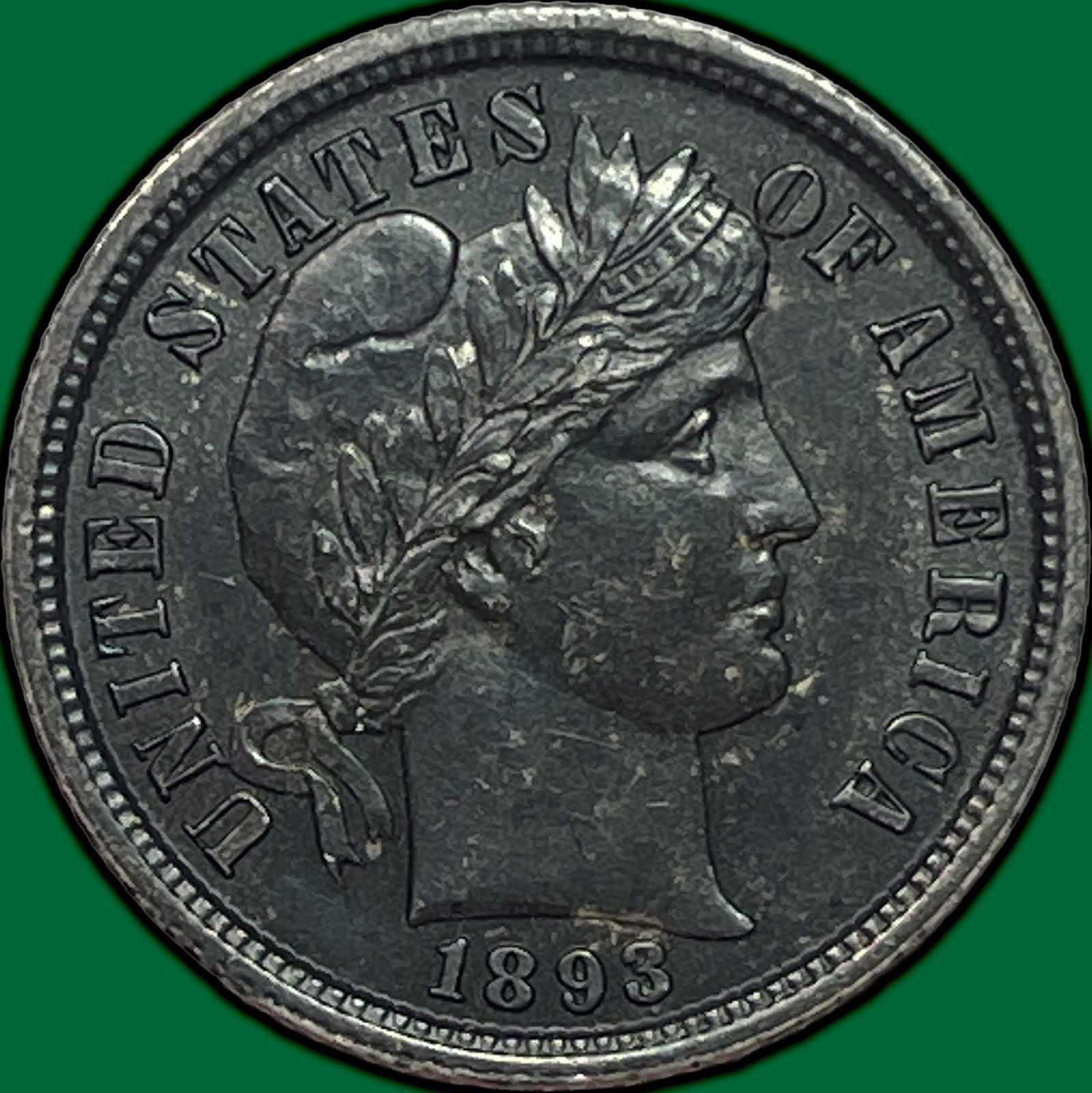 1893 Barber Dime Silver Uncirculated UNC Coin #29987