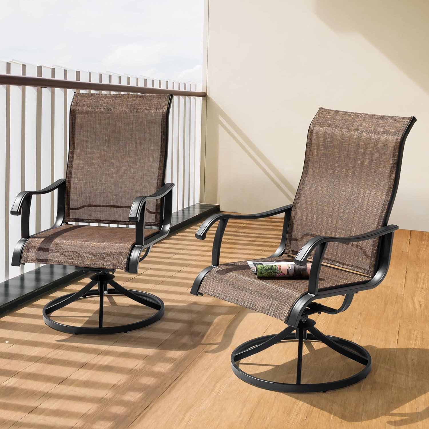 NUU GARDEN Patio Swivel Chair Set of 2, Outdoor Swivel Rocker Dining Chairs with