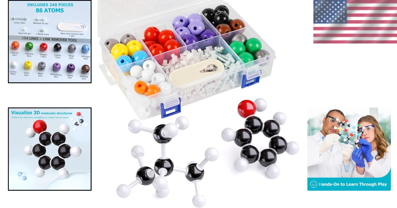 240 Pcs Molecular Model Kit: Build Organic Chemistry Structures with Ease