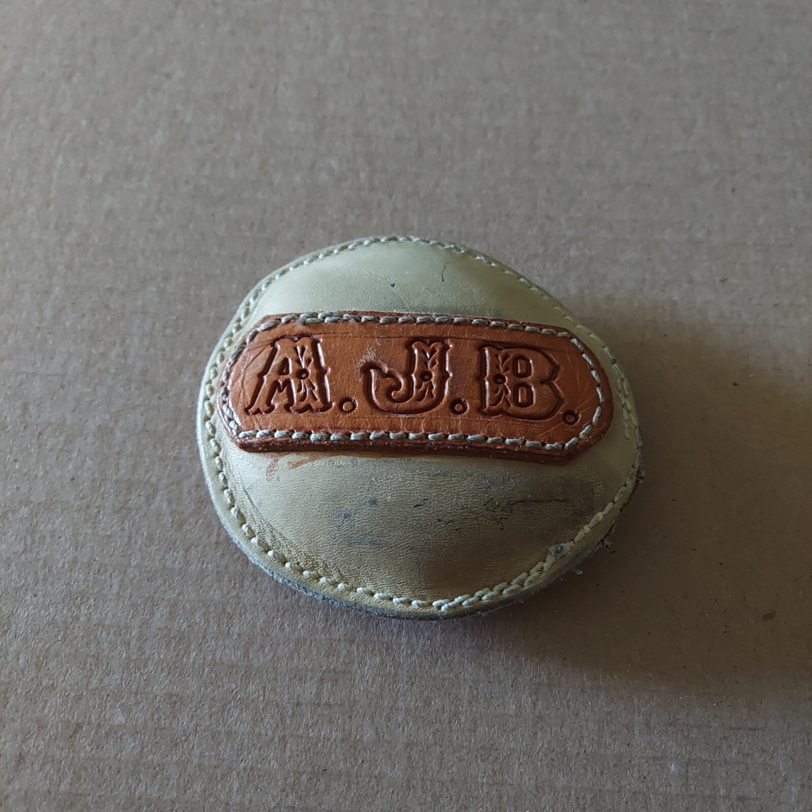 Initial Initials A J B Leather Office Paper Weight Desk Western Cowboy Style