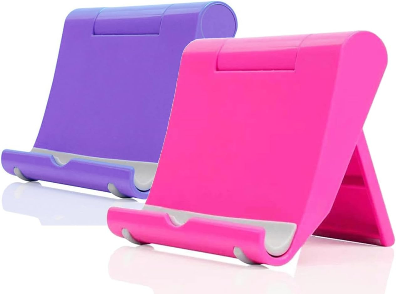 Cell Phone Stand for Desk 2 Pack Mobile Phone Holders Desktop Tablet Stand, Fold