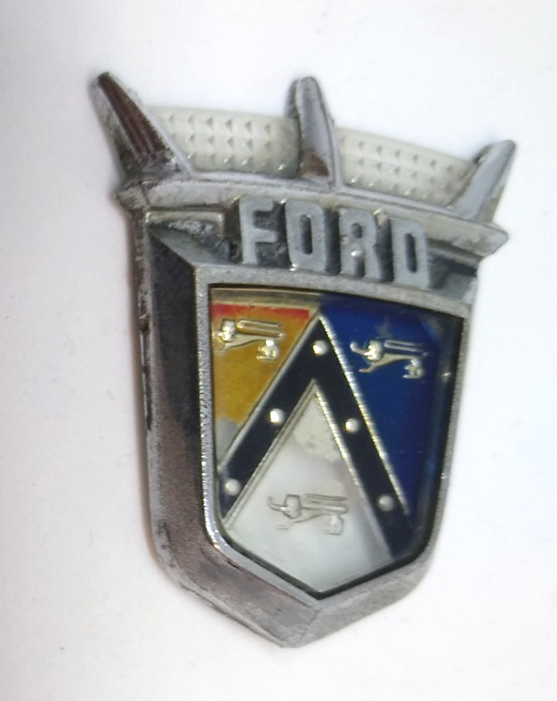 1950’s Ford Fairlane Small Car Emblem Needs Paint Repair 1-7/8" L x 1-3/4" W