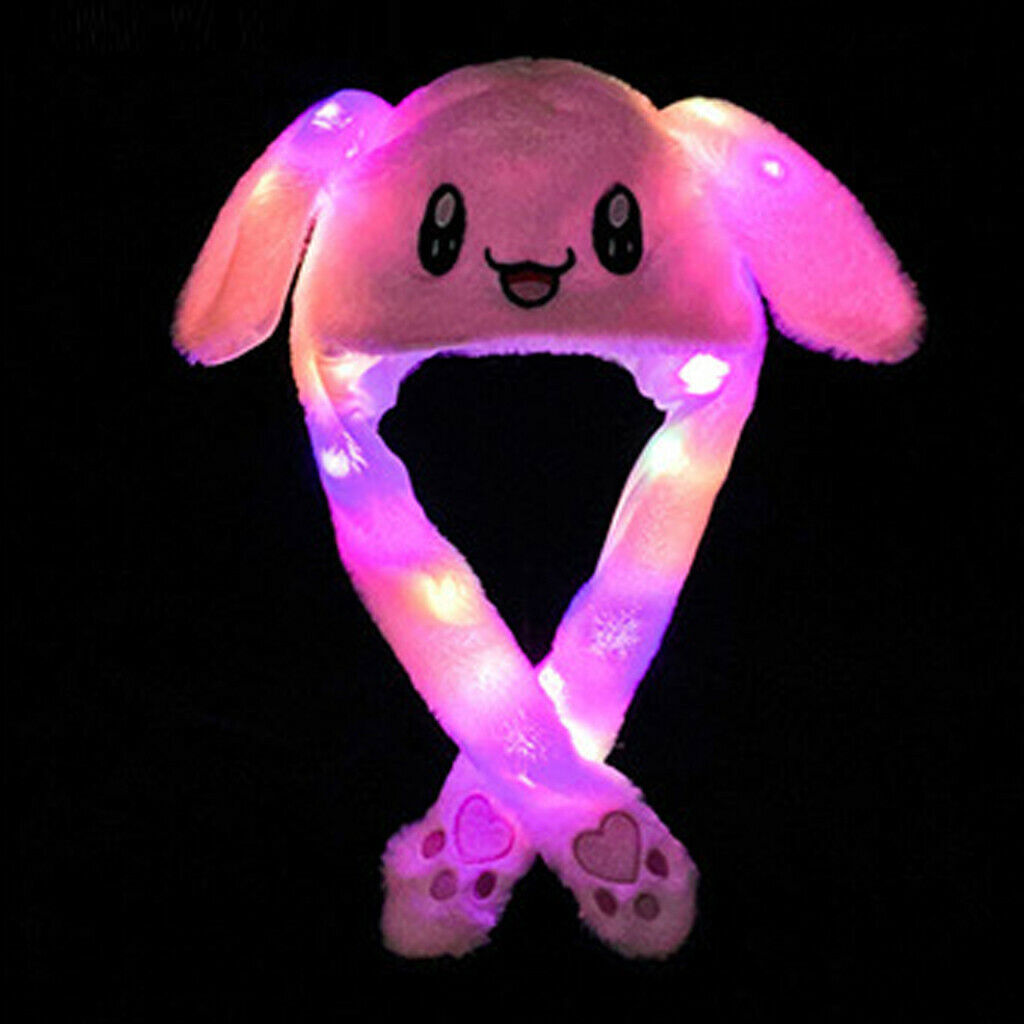 LED Rabbit Ear Hat Airbag Moving Ears Cute Fun Plush Headwear Cap Girl Gifts USA