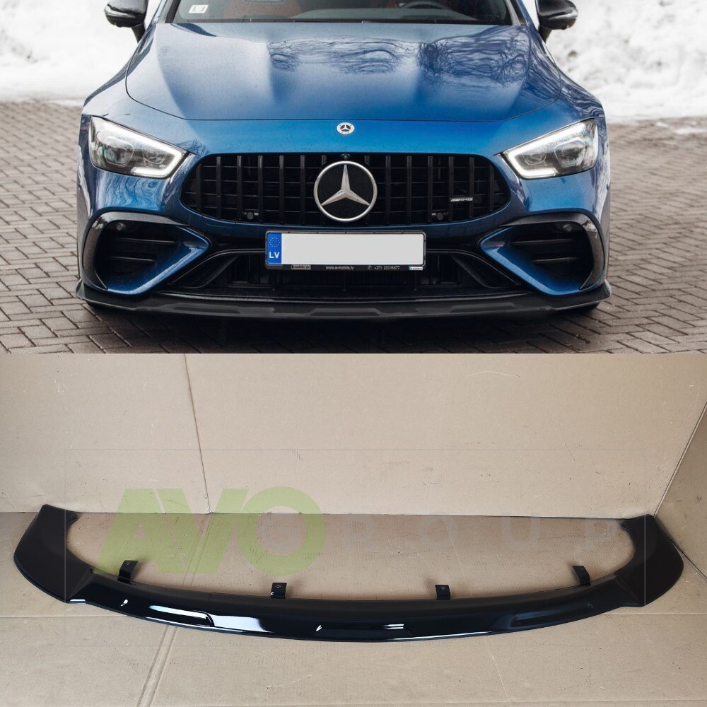 Front Bumper Spoiler Lip for Mercedes AMG GT 4 Door Coupe Black gloss