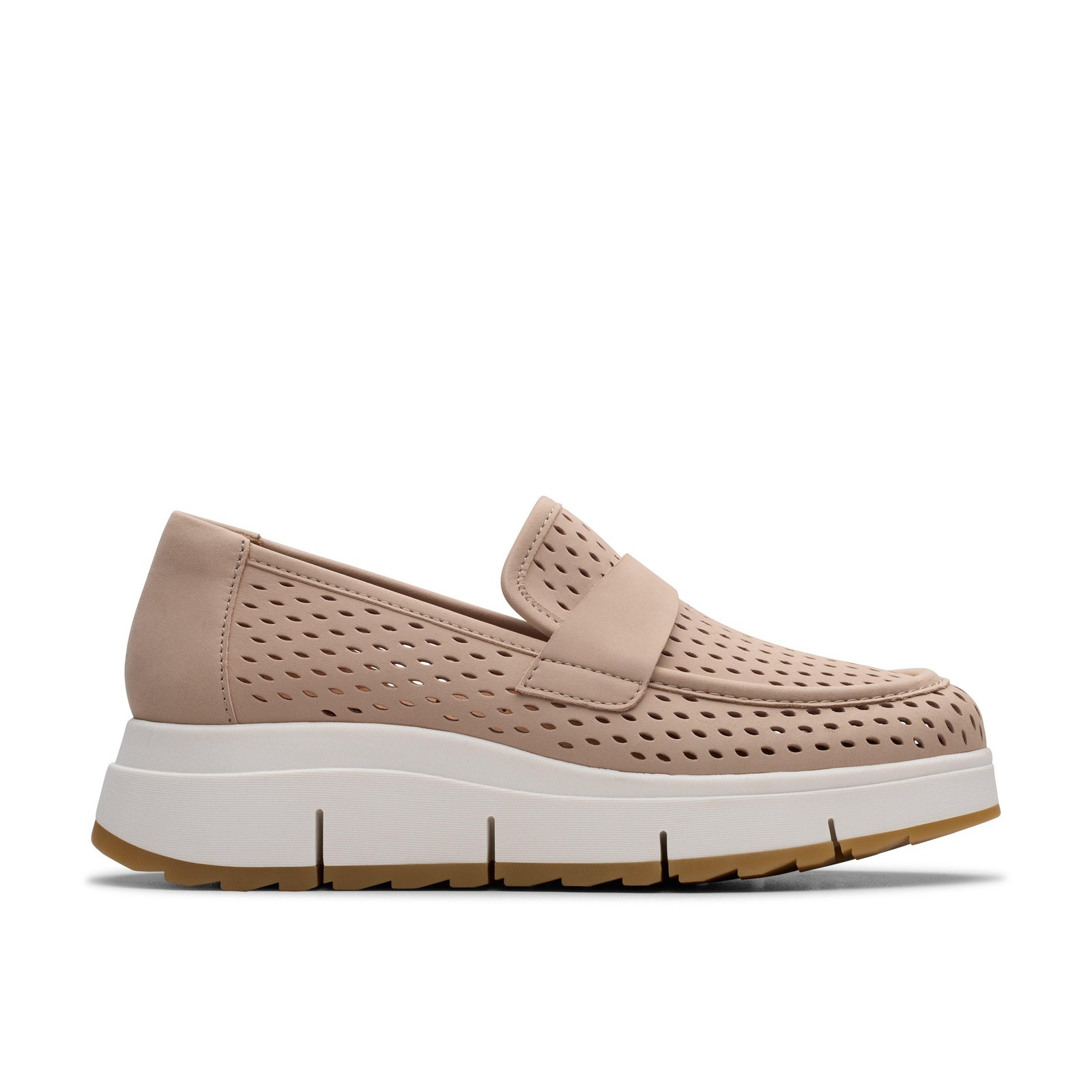 Clarks Womens Loriini Edge Beige Leather Casual  Shoes