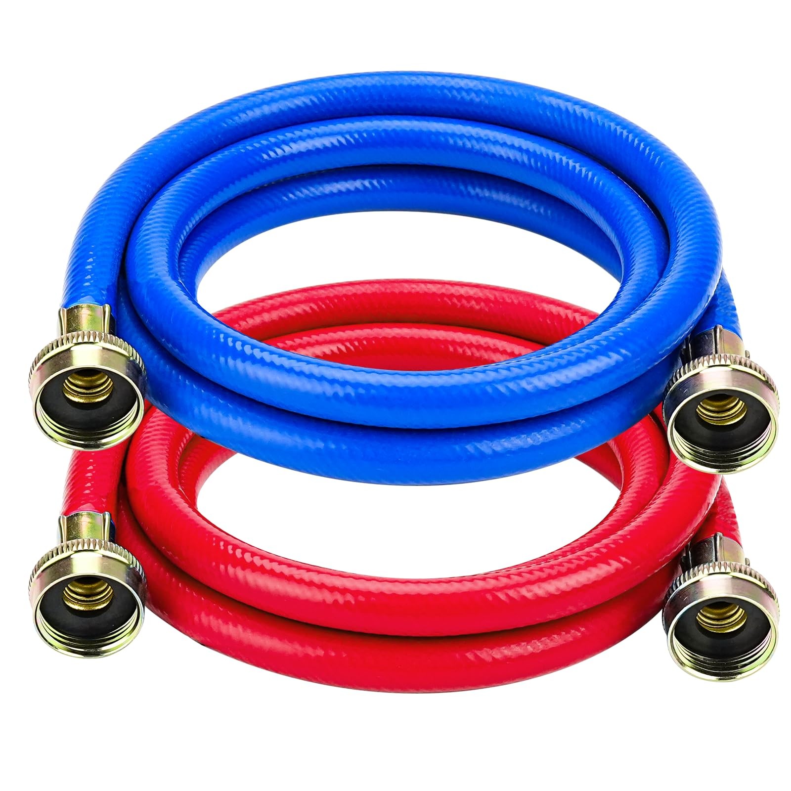 6FT Rubber Washing Machine Hoses Burst Proof 2 Pack for Hot and Cold Water 3/...