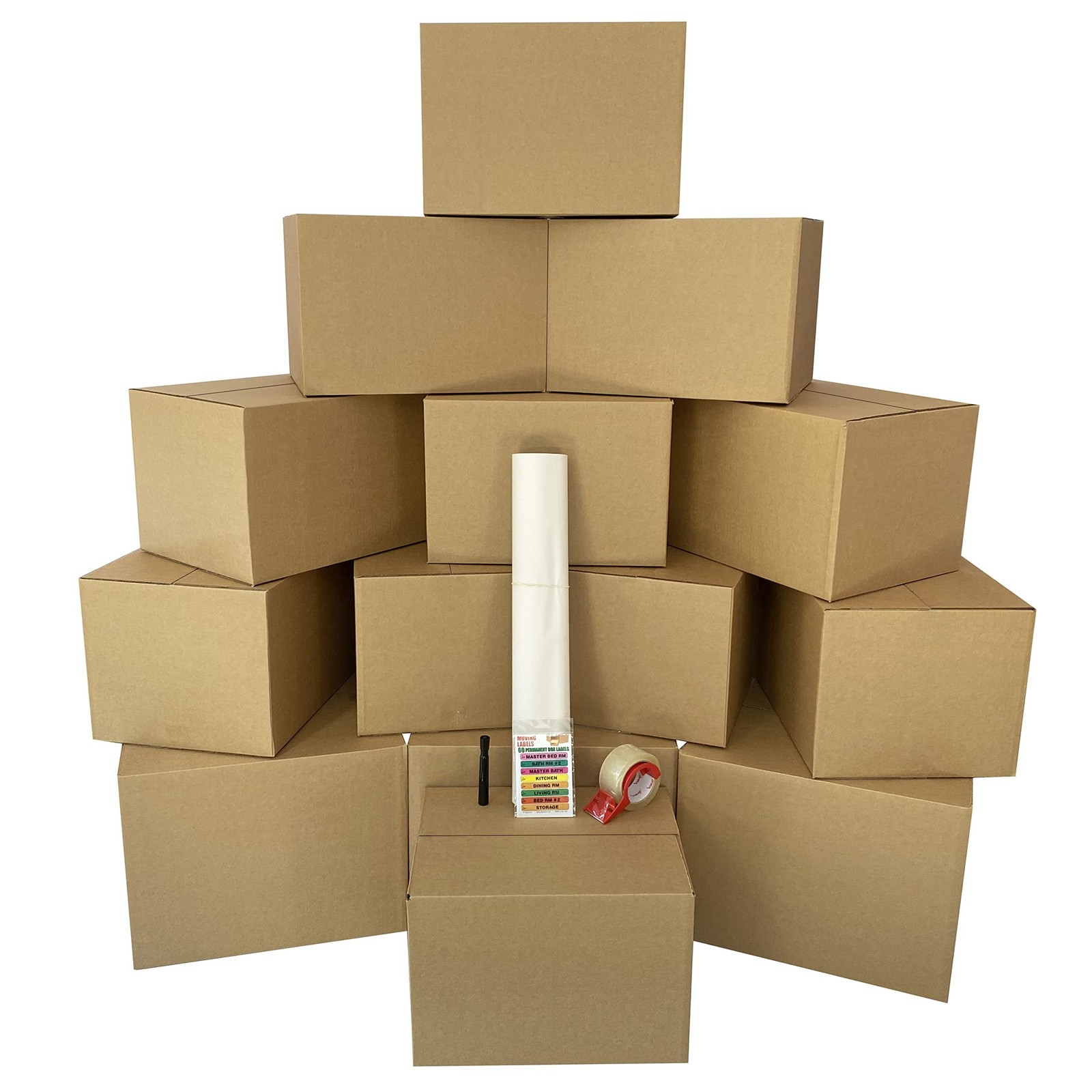 Uboxes Moving Boxes 1 Room Bigger Moving Kit - 14 Boxes Plus Supplies & Tape,...