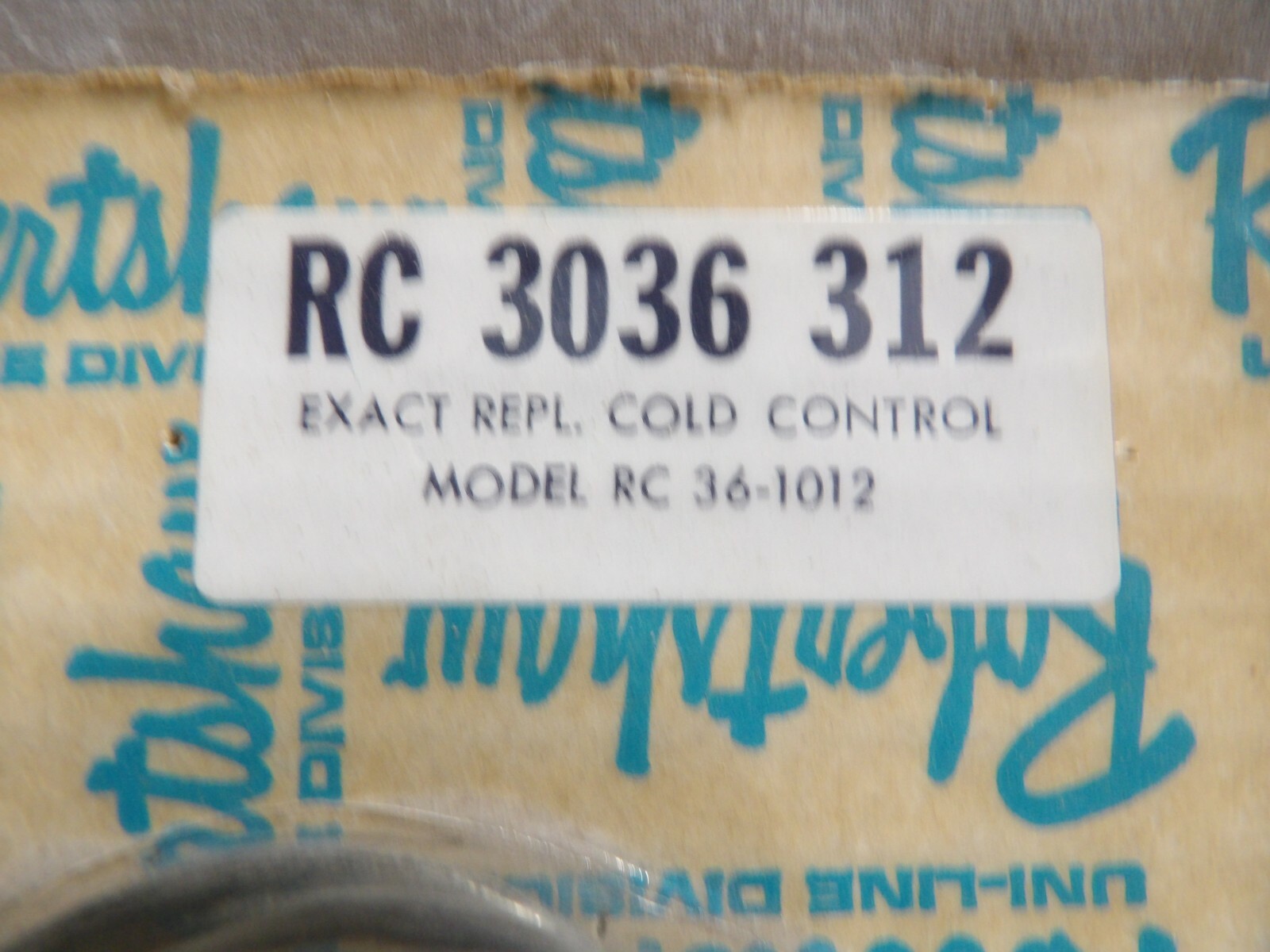 Robertshaw Uni-Line Controls RC 3036 312 Cold Control Kit