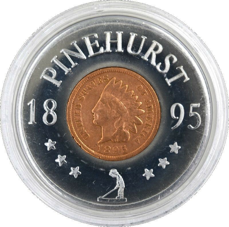 PINEHURST (1895) Large GOLF BALL MARKER w/Indian Head Cent