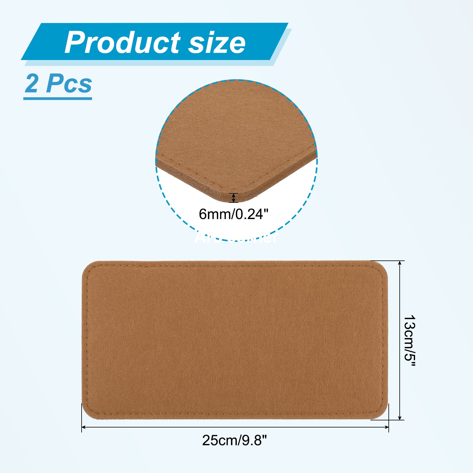 9.8''×5'' Felt Bag Base Shaper, 2pcs Bag Bottom Organizer Rectangle, Brown