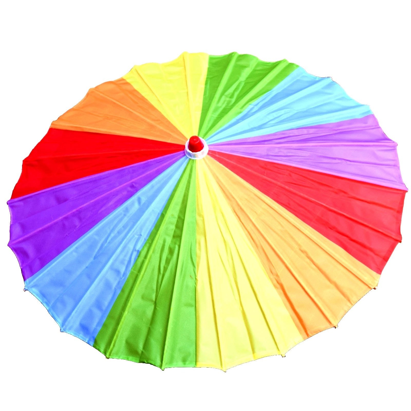 Pride Rainbow Parasol 14-inch Diameter Oiled Silk with Bamboo Slats Wood Handle