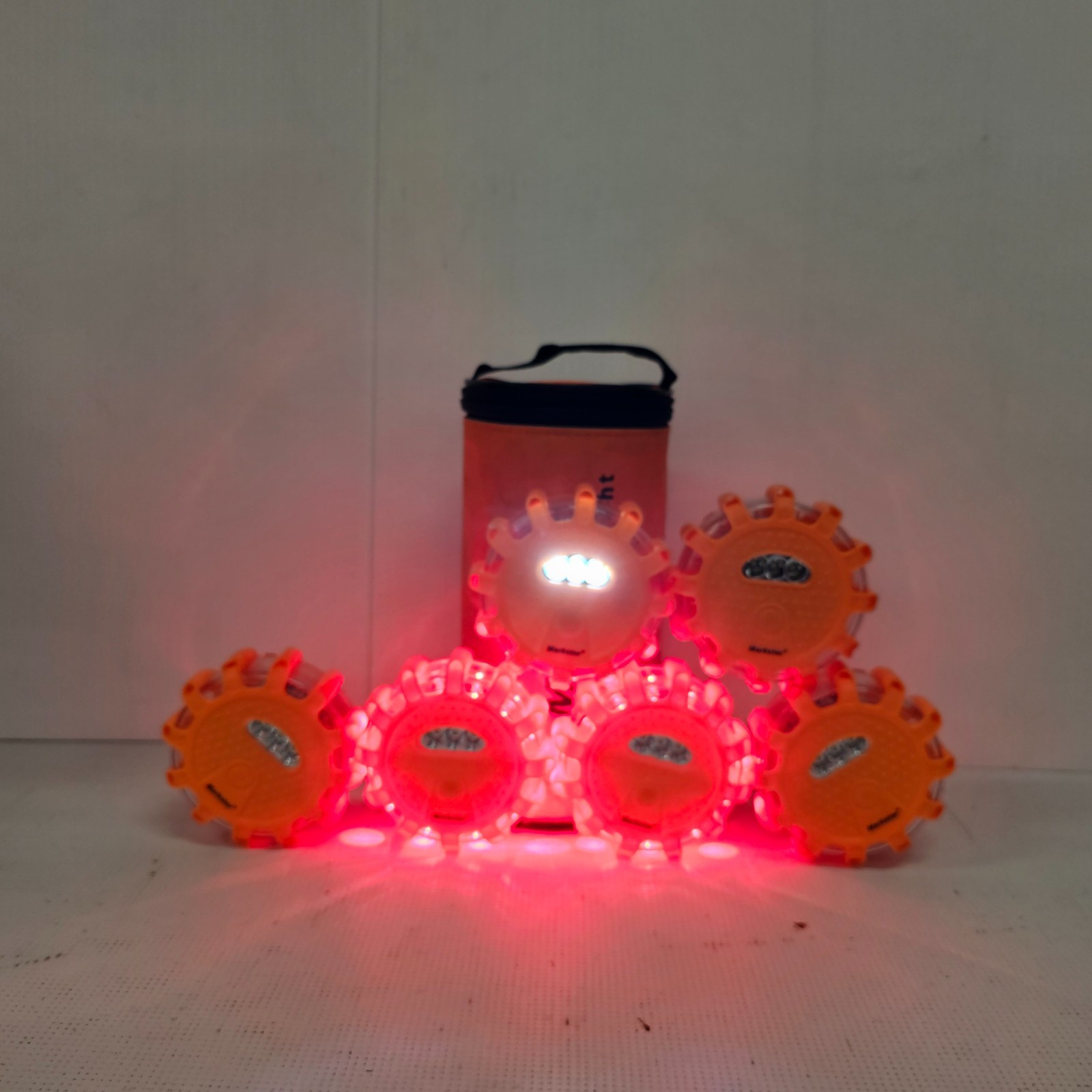 Markstor 6pk LED Road Flare & Carry Bag - 9 Settings Hook & Magnet Mounting