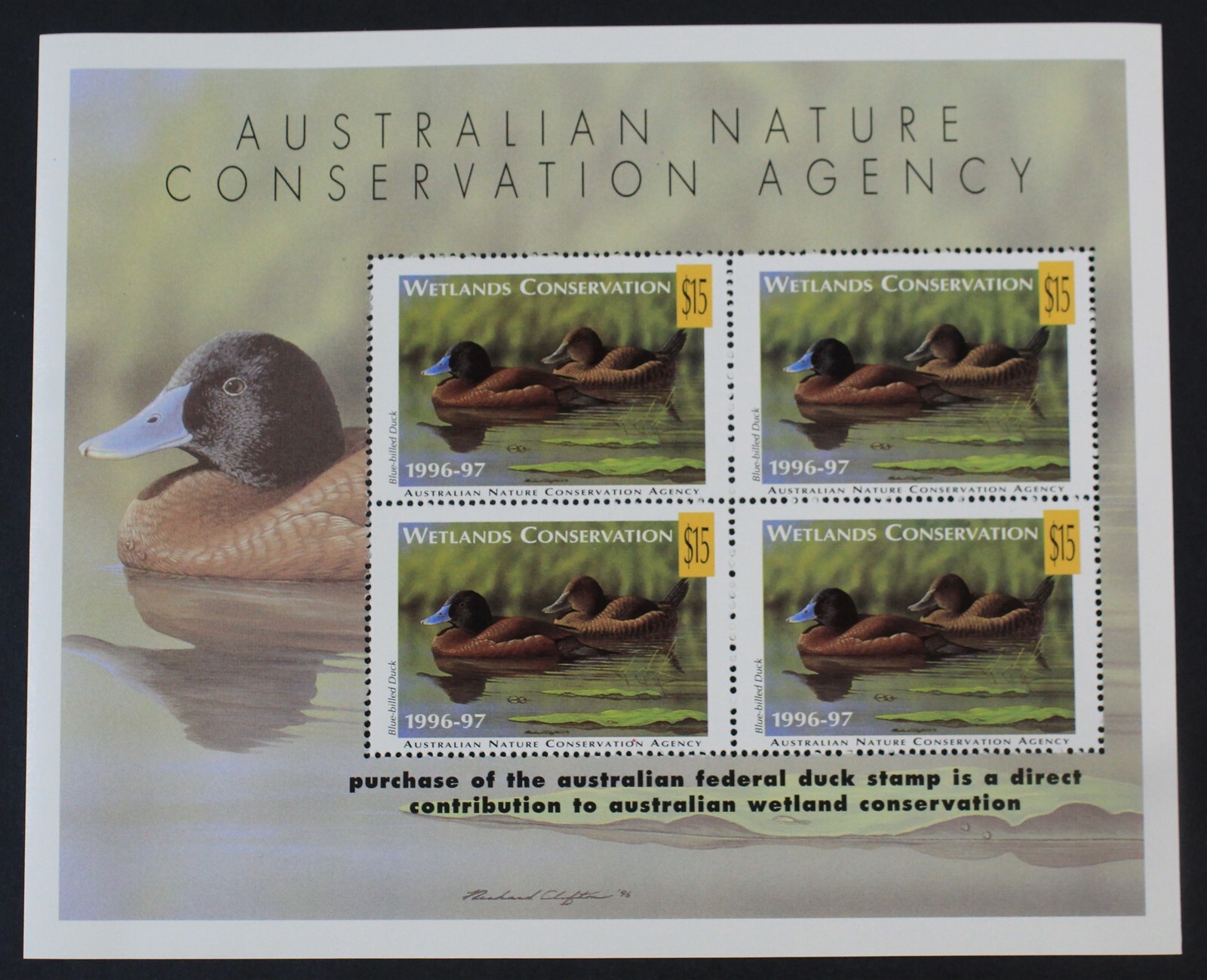 CKStamps : 1996-97 Australia Wetlands Conservation Duck Stamps SHEET MNH FV$60