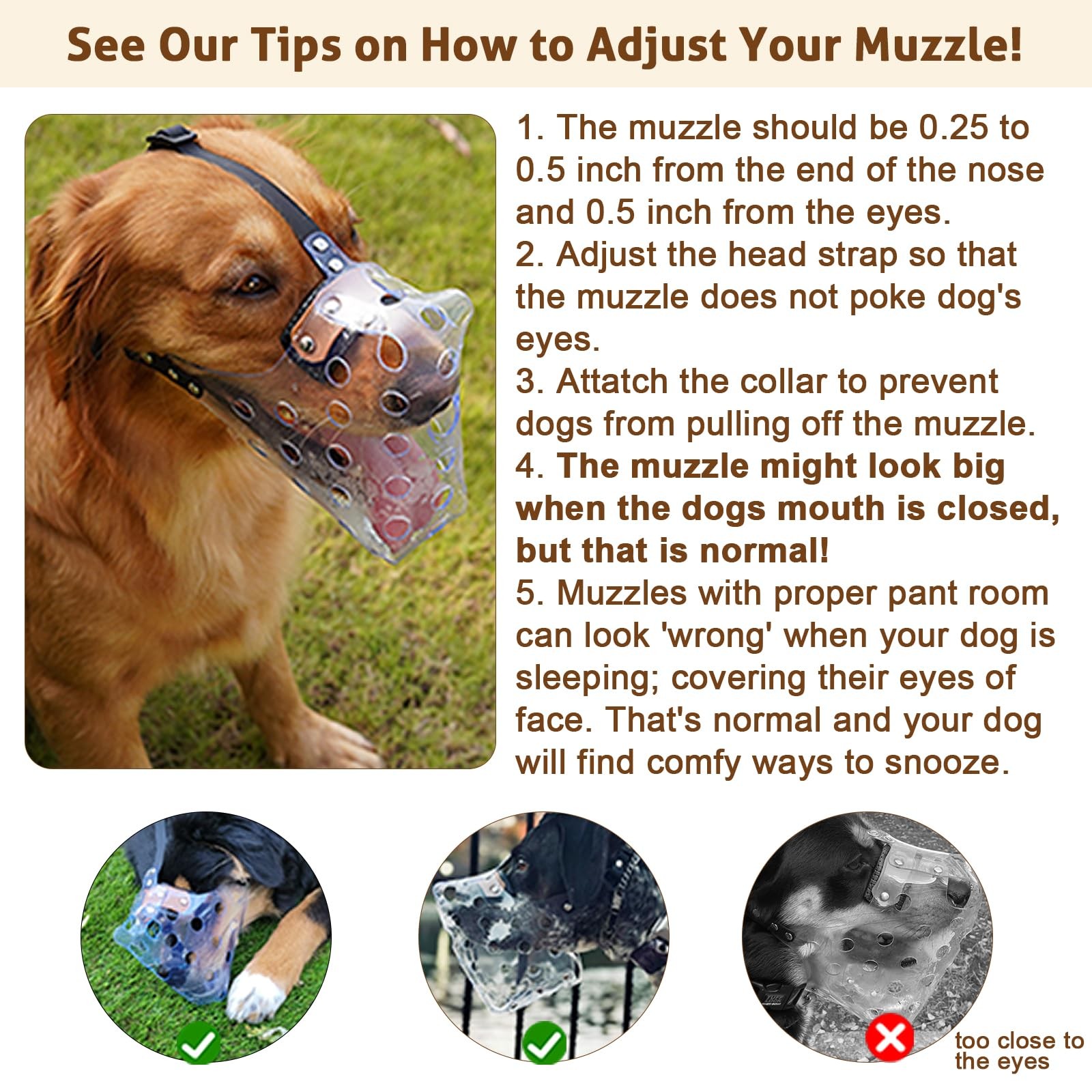 Dog Muzzle, Basket Muzzle for Large Medium Small Dogs, Humane Breathable Cage...