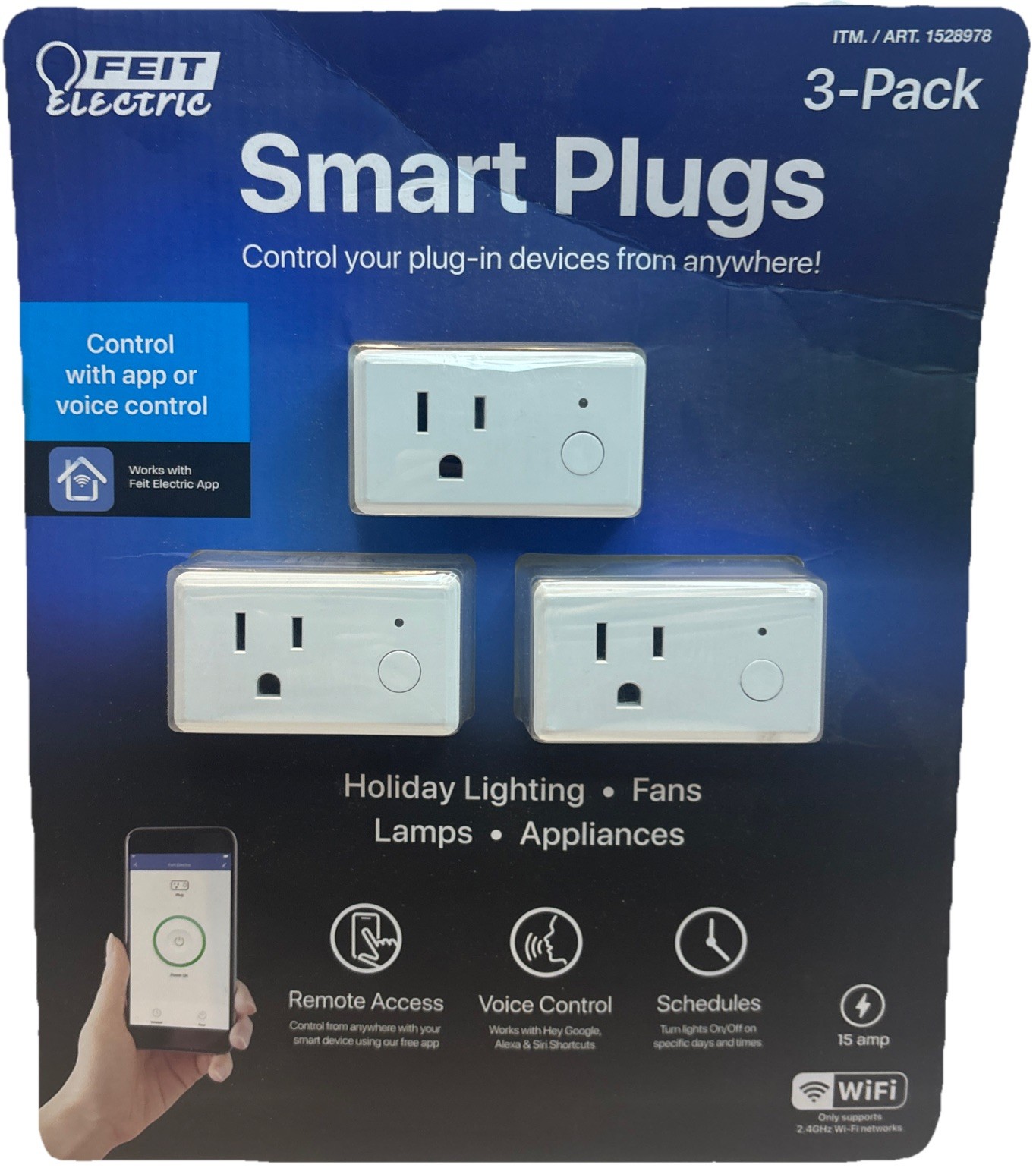 Smart Plugs Feit Electric (3-Pack) Remote Access Voice Control—NEW—SHPS IN 24HRS