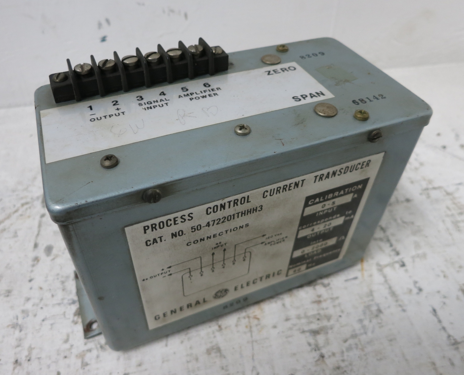 GE 50-472201THHH3 Process Control Current Transducer 0-5A 0-20mA