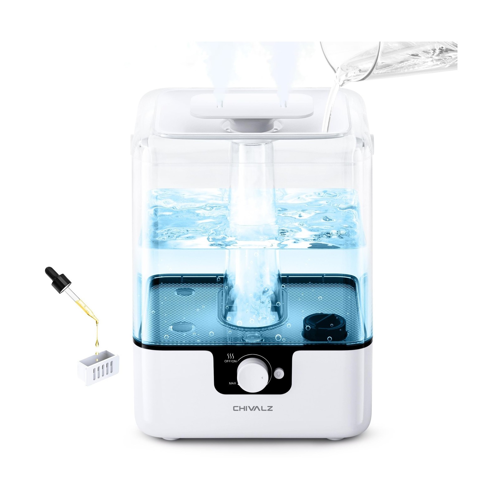 CHIVALZ 6L Humidifiers for Bedroom Large Room Home, Cool Mist Top Fill Humidi...