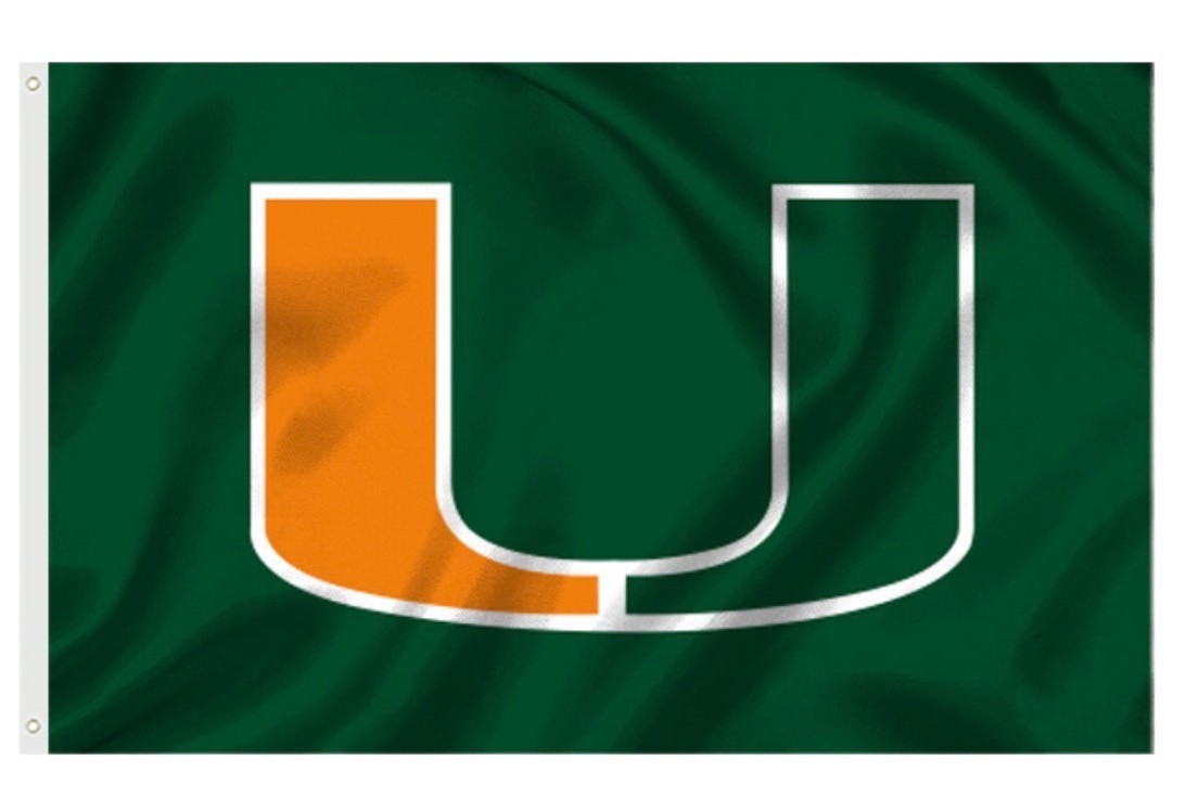 Miami Hurricanes 3x5 Foot FLAG/Banner Basketball/Football 3 style FREE Ship