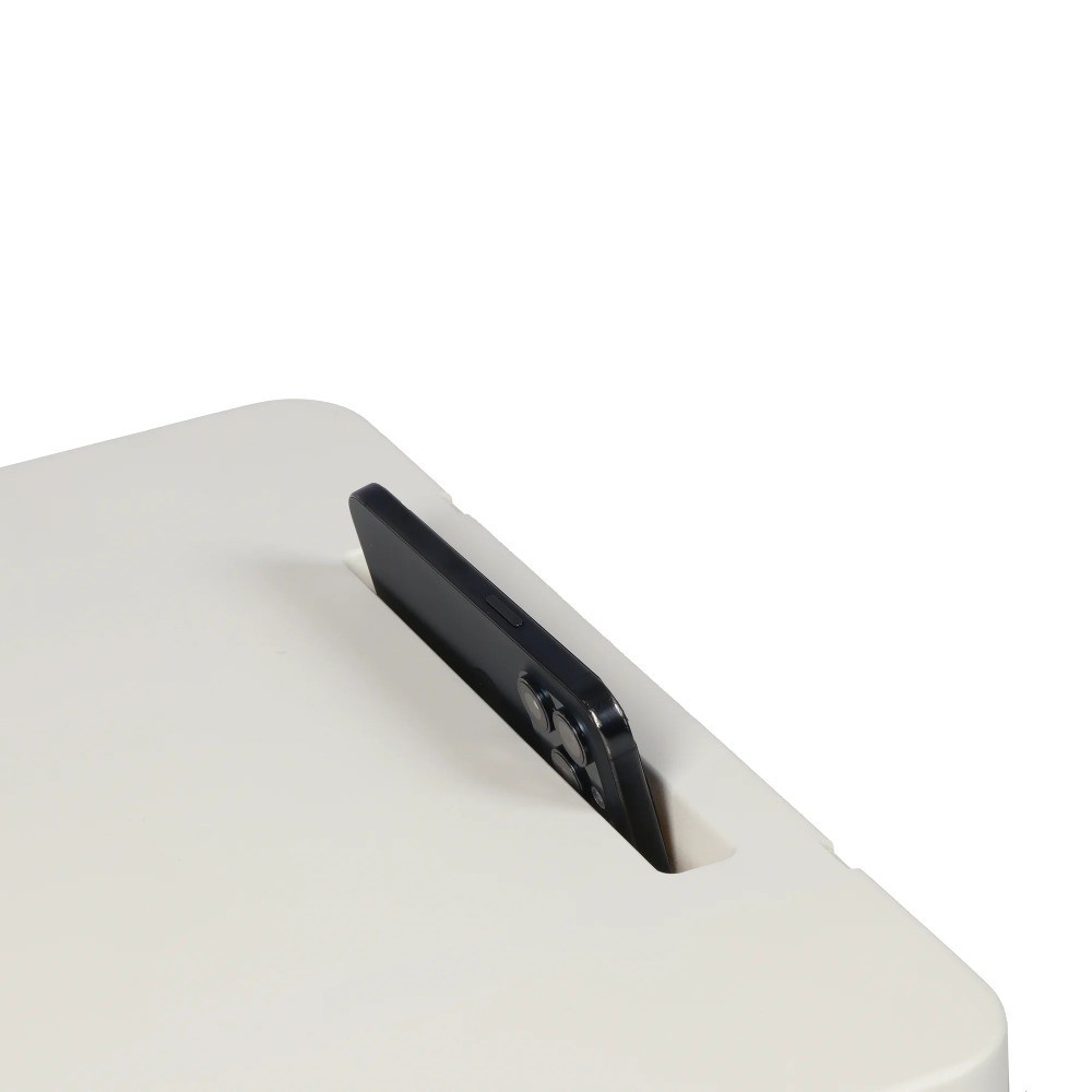 White Folding Beach Table with Hard Top Surface