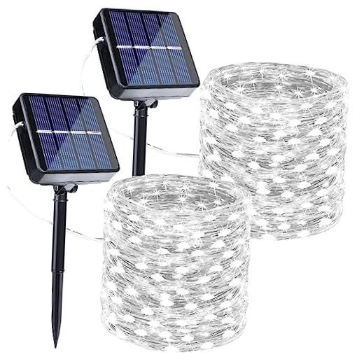 Solar Fairy Lights, 2-Pack Total 80FT 240LED Solar String 2*120LED White