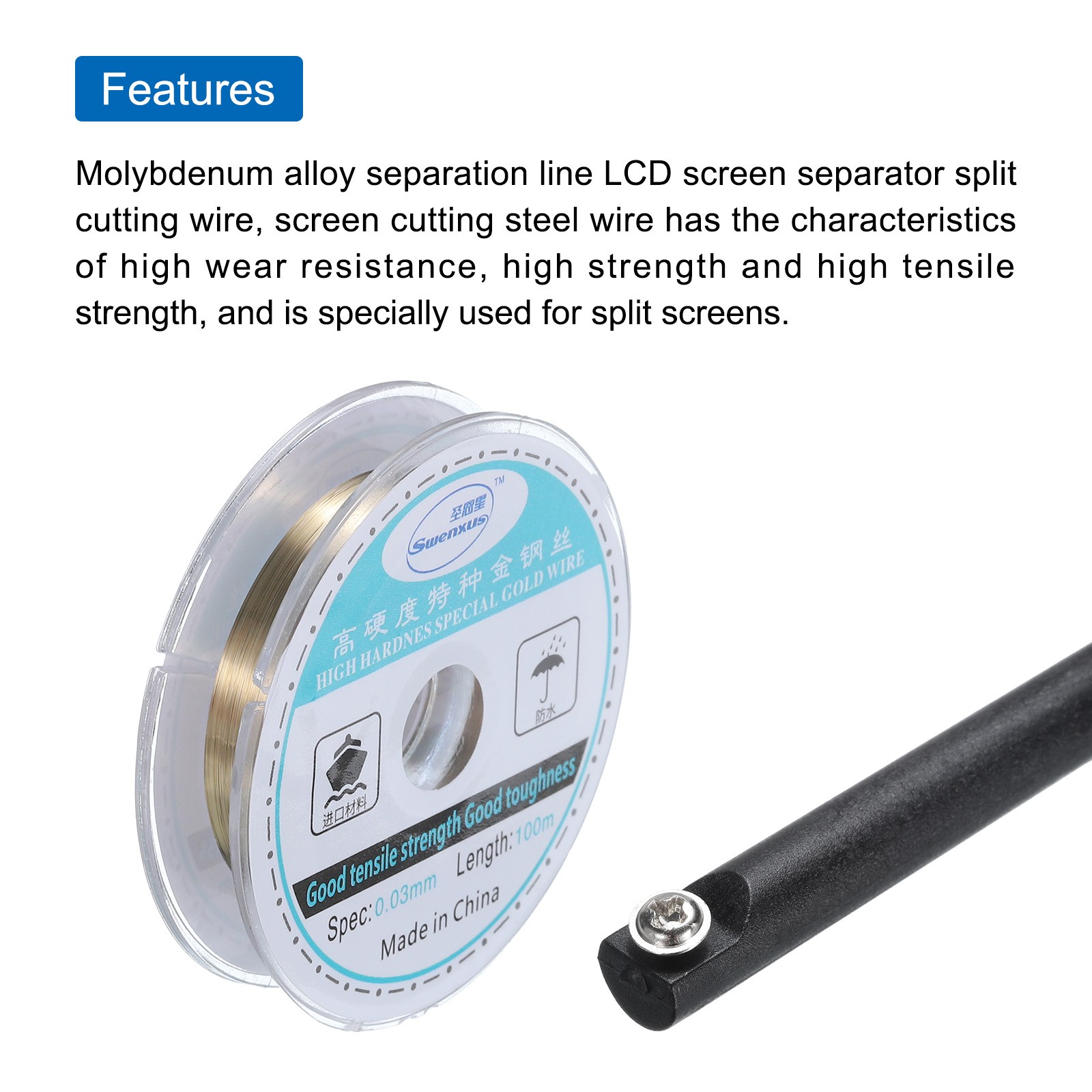 100m Molybdenum Screen Cutting Wire Line with Handle LCD Separate 0.03mm