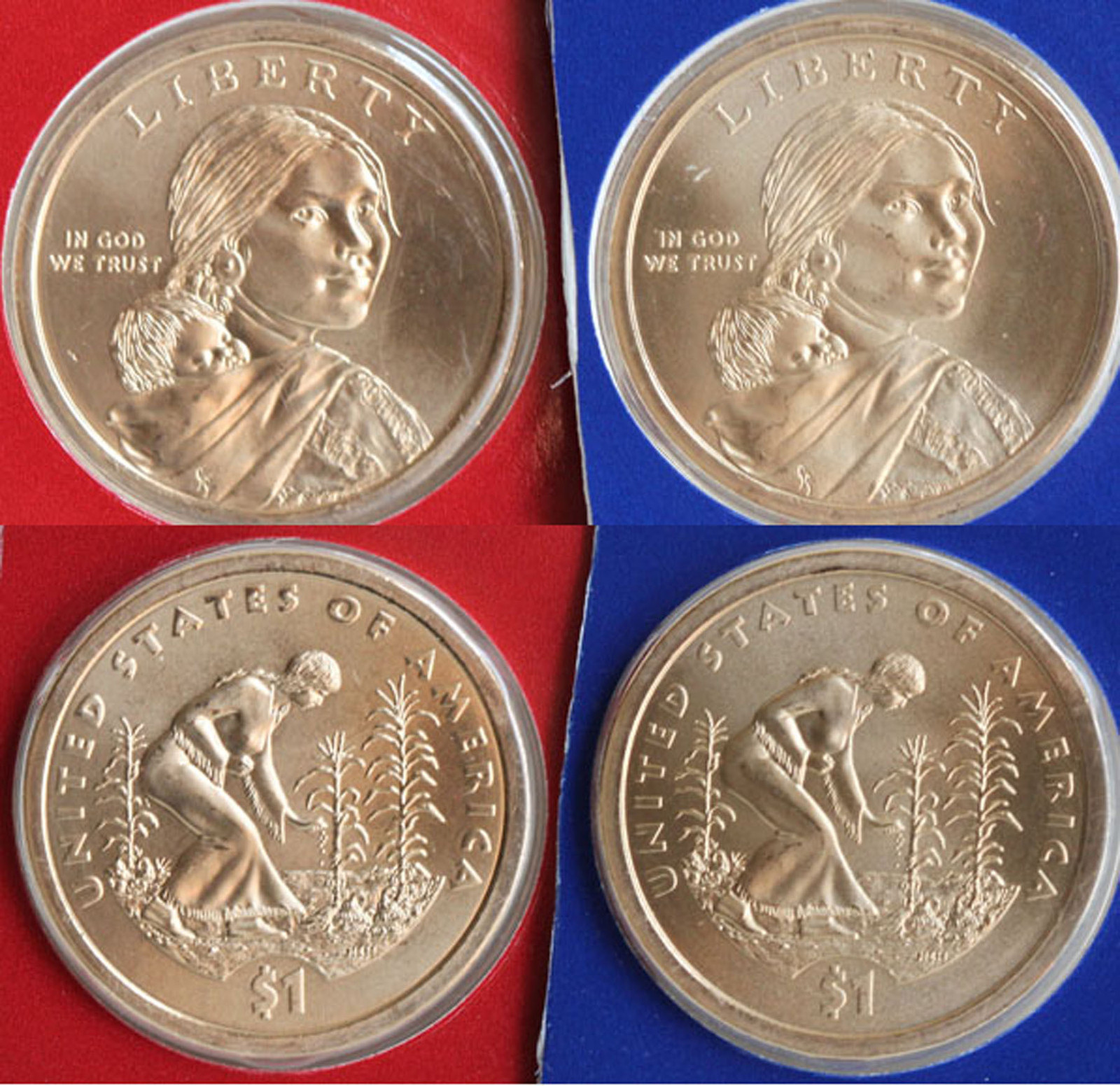 2009 P and D Sacagawea Dollar BU 2 Satin Coins from US Mint Set Native American