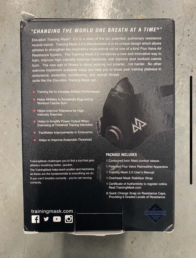 Training Mask 2.0 Elevation Training Mask, Endurance Running (Small Black\White)